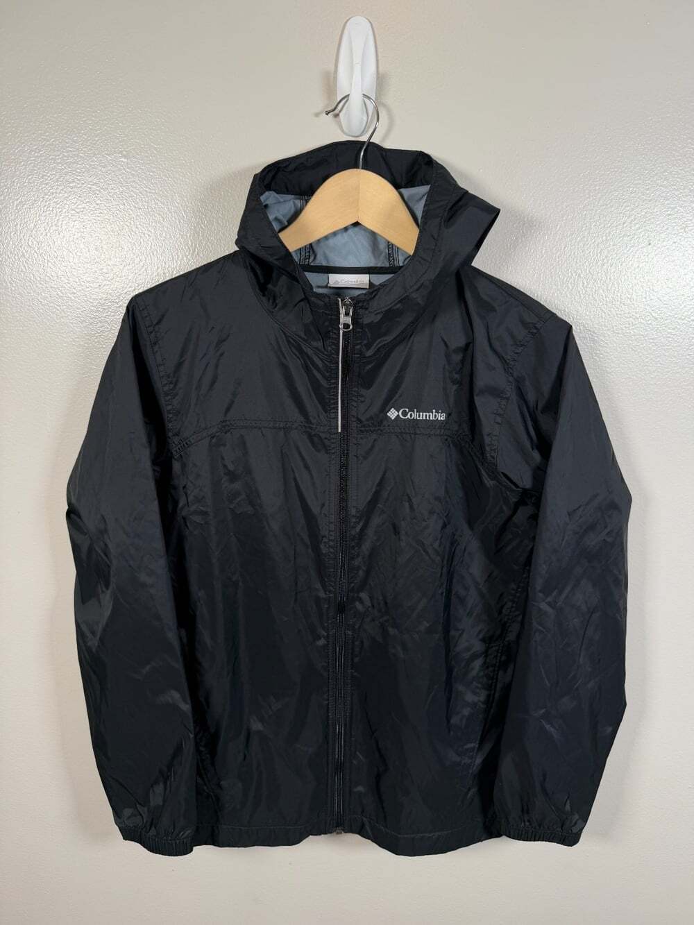 Columbia Glennaker Rain Jacket Boys Size Large 14/16 Black Water Resistant